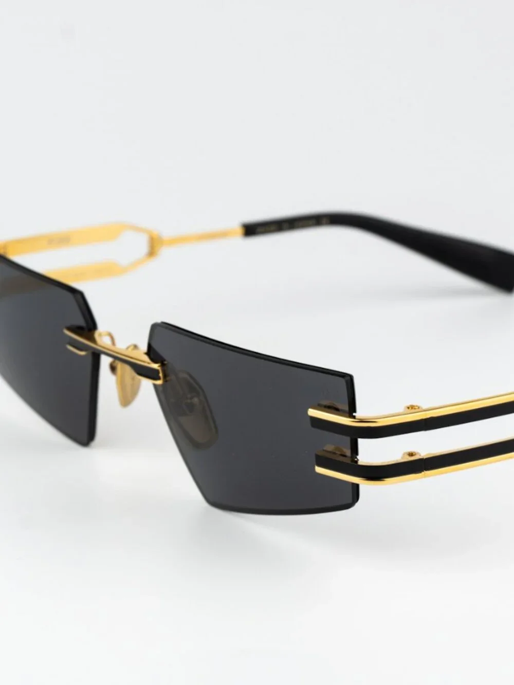 Balmain Men Sunglasses Titanium Gold Black Grey Geometric FIXE BPS-123A-54